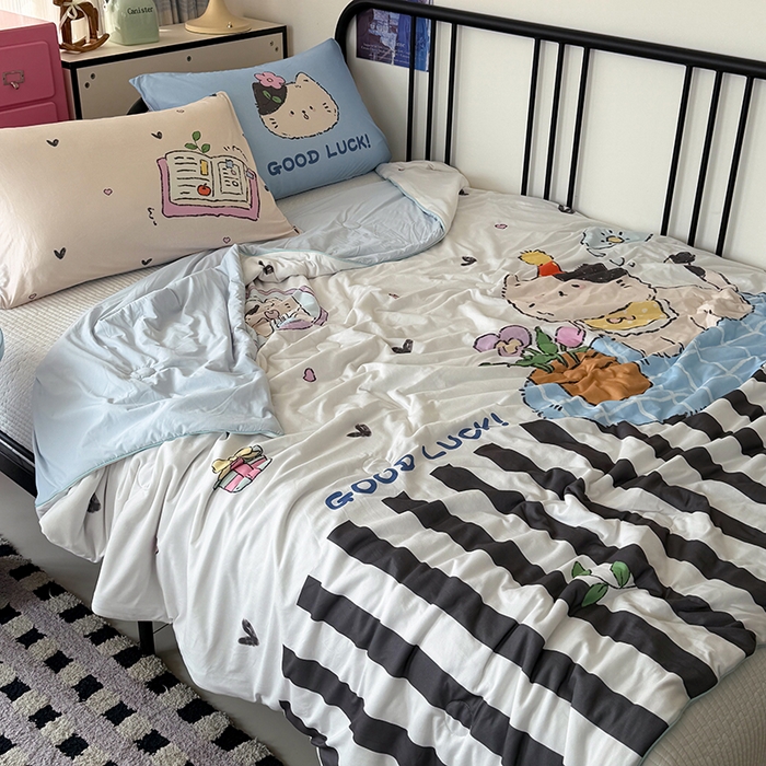 91家纺网 家纺一手货源 找家纺 （总）HL原创 2026新款大版印花针织棉小冰皮双感被夏被夏凉被空调被