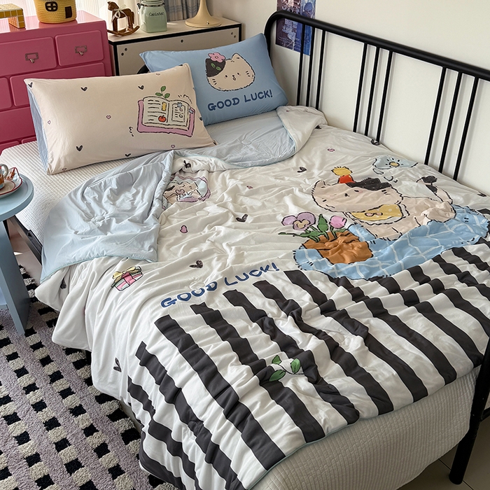 91家纺网 家纺一手货源 找家纺 （总）HL原创 2026新款大版印花针织棉小冰皮双感被夏被夏凉被空调被