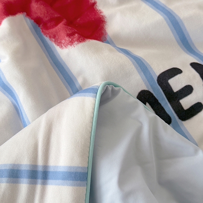 91家纺网 家纺一手货源 找家纺 HL原创 2026新款大版印花针织棉小冰皮双感被夏被夏凉被空调被 条纹猫