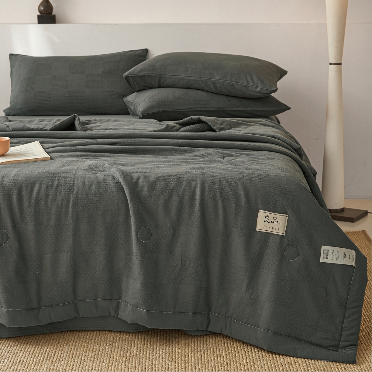 91家纺网 家纺一手货源 找家纺 乐家毛巾被（工厂自产自销） 2026新款A类三层全棉大提花大豆纤维夏被夏凉被空调被 梵音