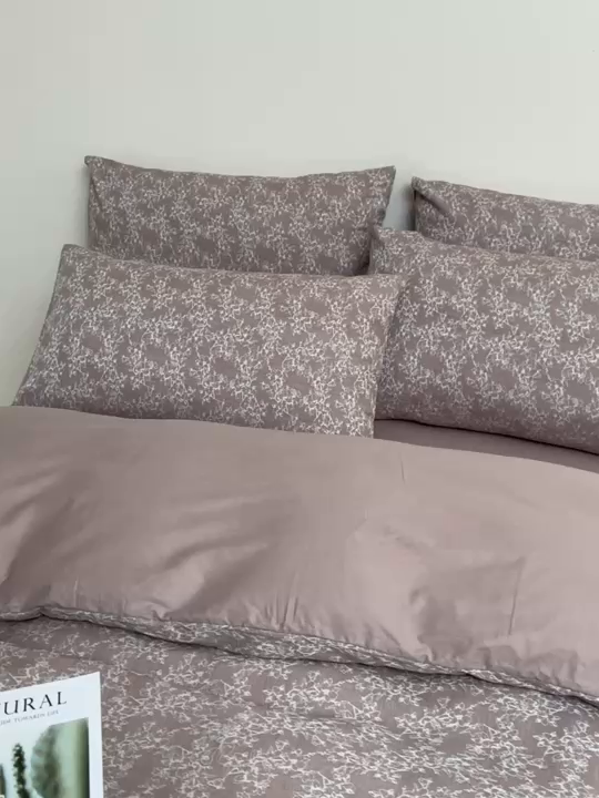 91家纺网 家纺一手货源 找家纺 乐家毛巾被（工厂自产自销） 2026新款40s全棉纯棉色织提花四件套 烟芙花眠