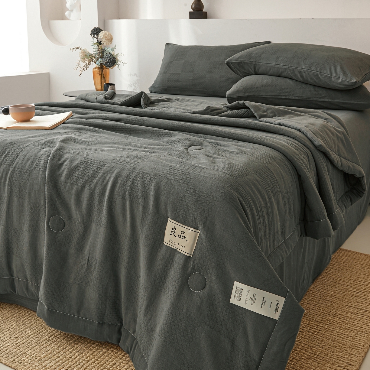 91家纺网 家纺一手货源 找家纺 乐家毛巾被（工厂自产自销） 2026新款A类三层全棉大提花大豆纤维夏被夏凉被空调被 梵音