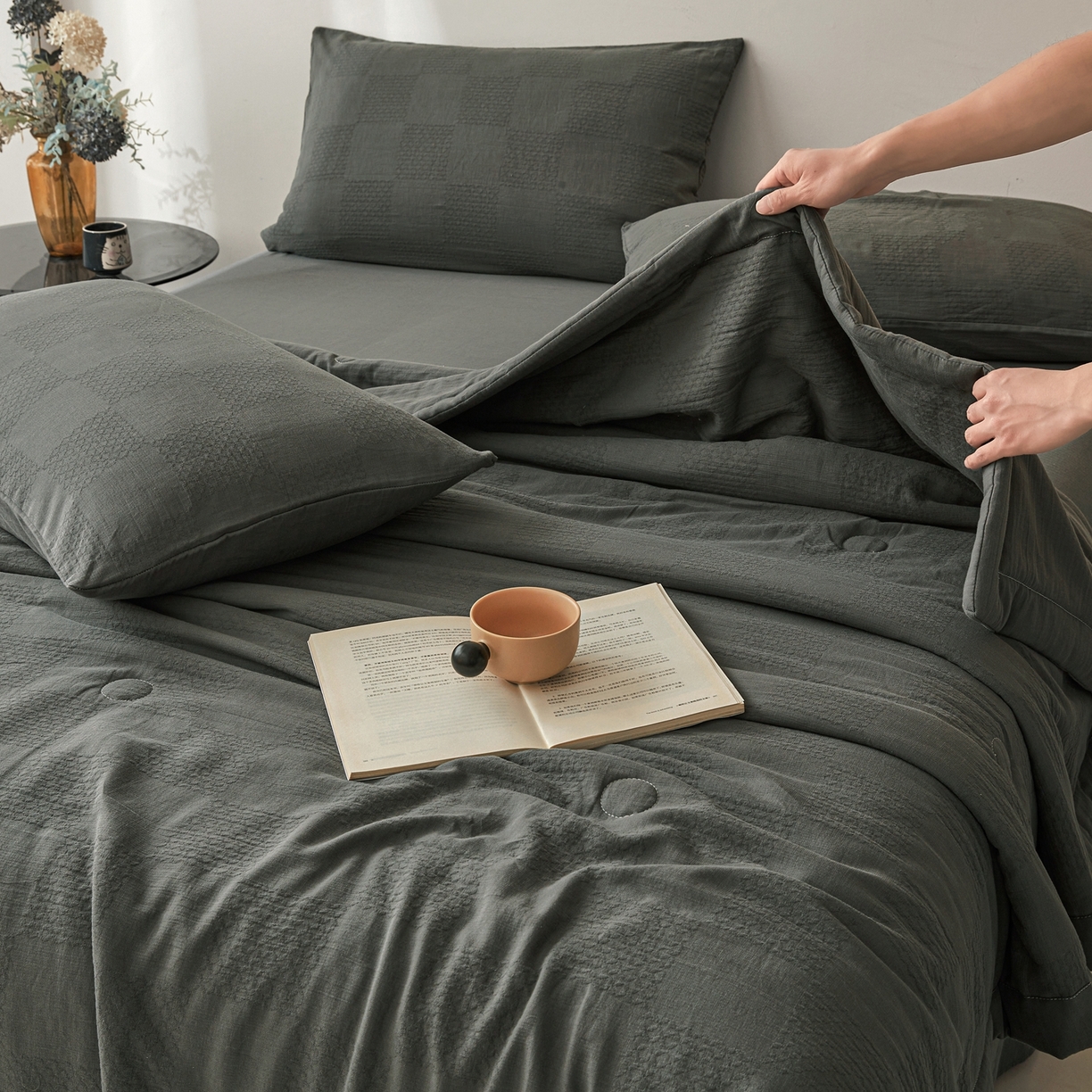 91家纺网 家纺一手货源 找家纺 乐家毛巾被（工厂自产自销） 2026新款A类三层全棉大提花大豆纤维夏被夏凉被空调被 梵音