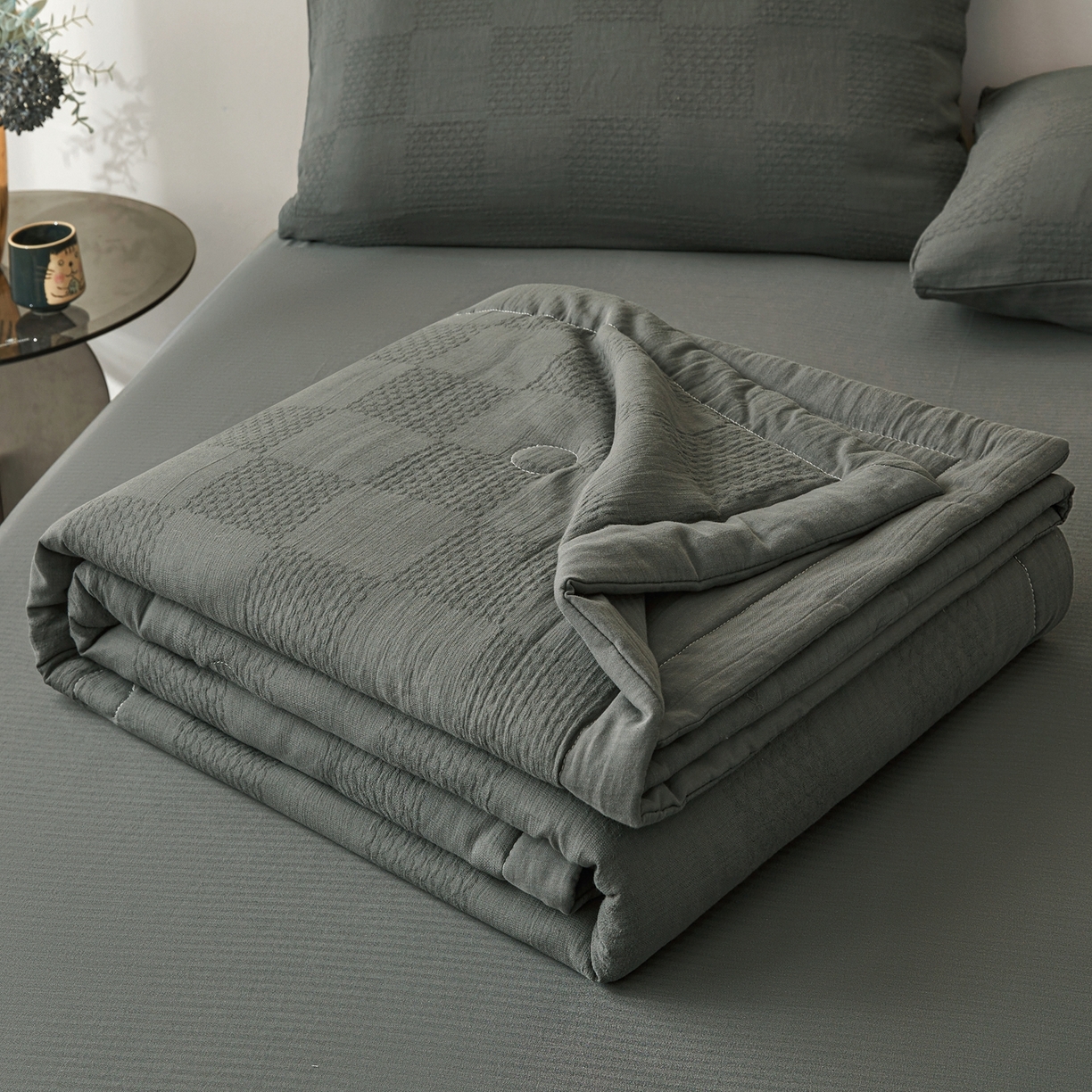 91家纺网 家纺一手货源 找家纺 乐家毛巾被（工厂自产自销） 2026新款A类三层全棉大提花大豆纤维夏被夏凉被空调被 梵音