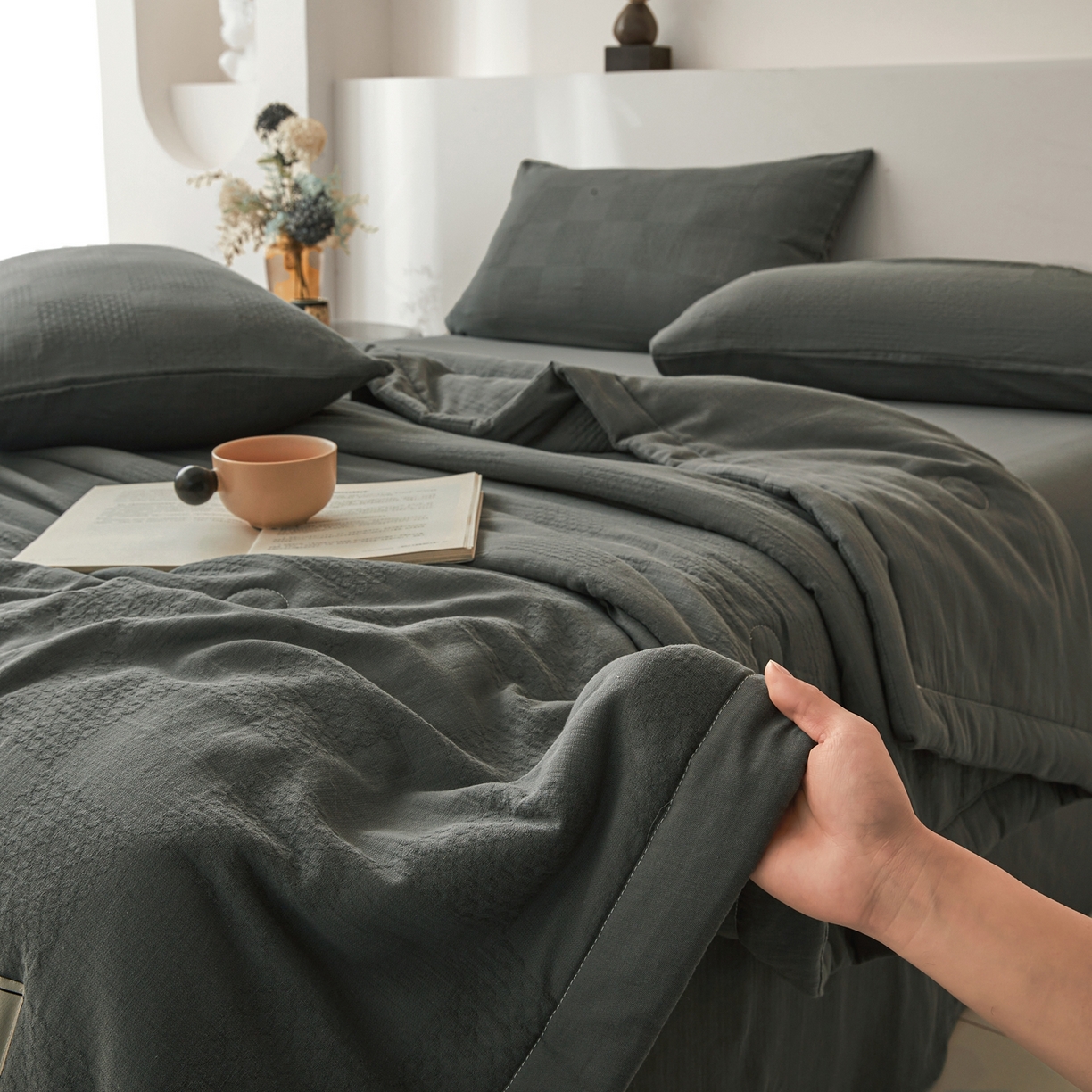 91家纺网 家纺一手货源 找家纺 乐家毛巾被（工厂自产自销） 2026新款A类三层全棉大提花大豆纤维夏被夏凉被空调被 梵音