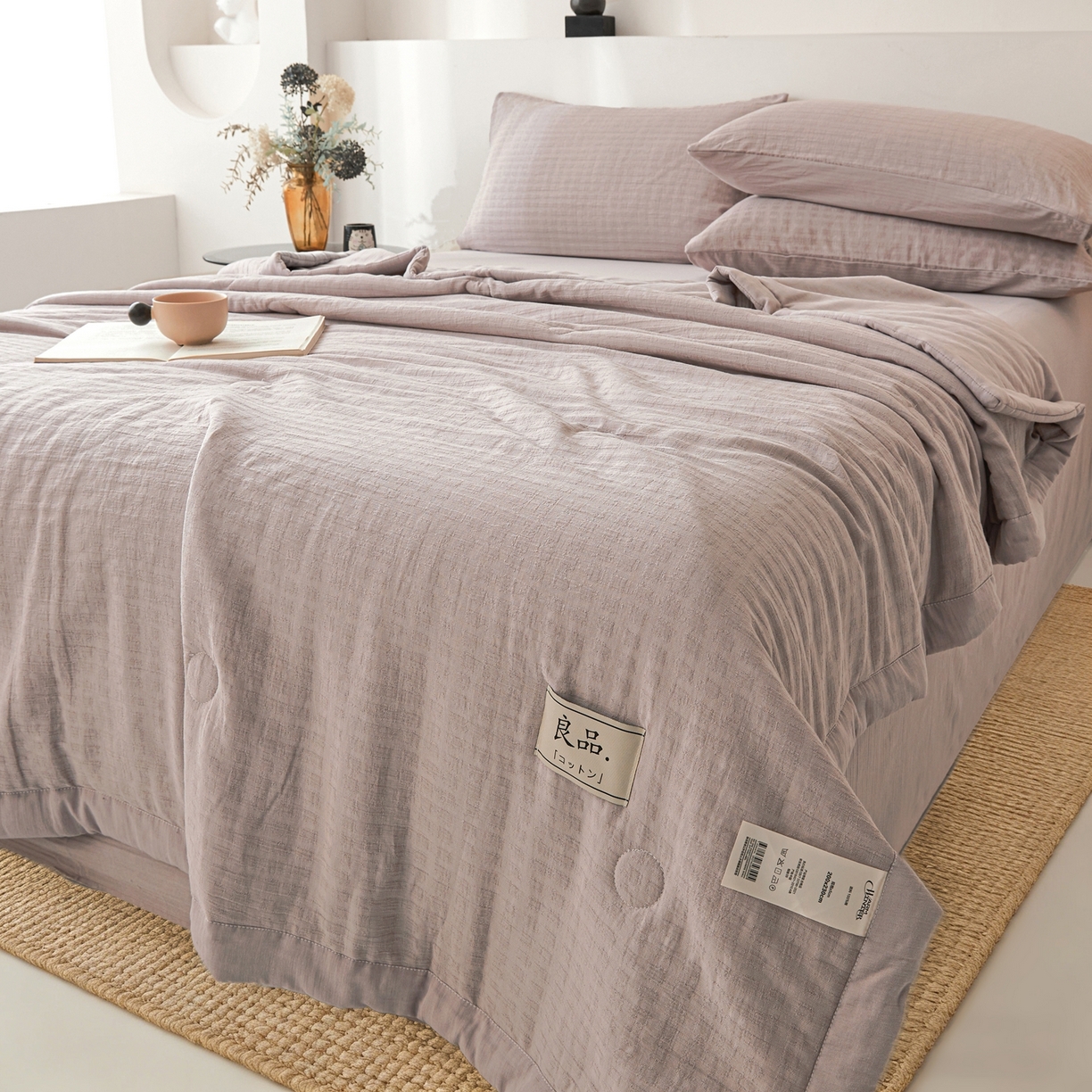 91家纺网 家纺一手货源 找家纺 乐家毛巾被（工厂自产自销） 2026新款A类三层全棉大提花大豆纤维夏被夏凉被空调被 格韵