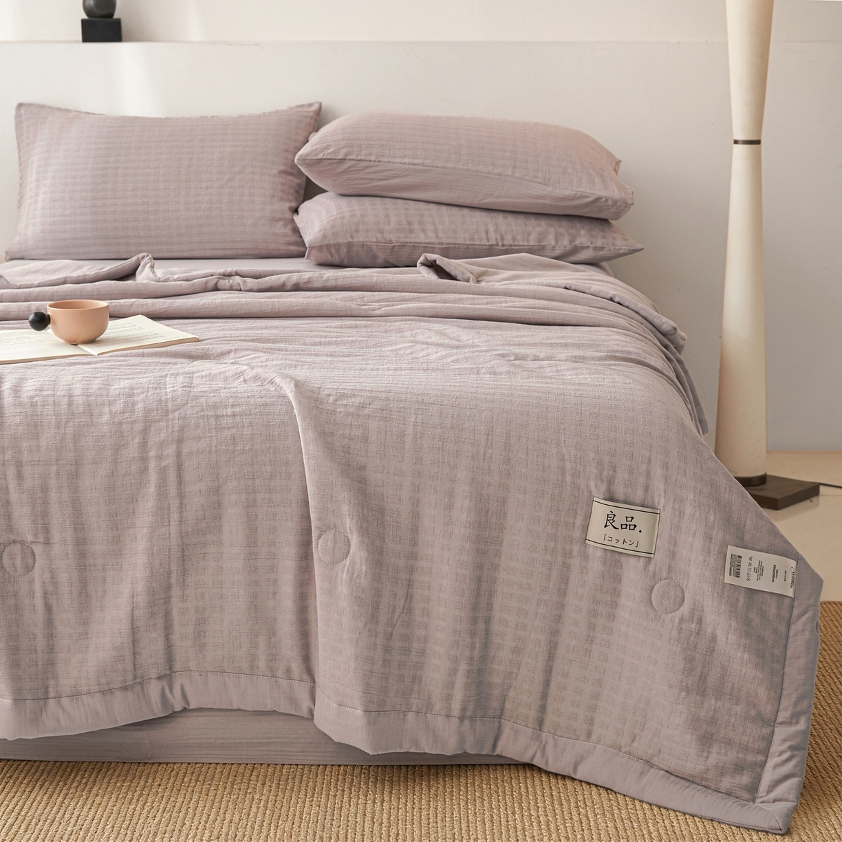 91家纺网 家纺一手货源 找家纺 乐家毛巾被（工厂自产自销） 2026新款A类三层全棉大提花大豆纤维夏被夏凉被空调被 格韵