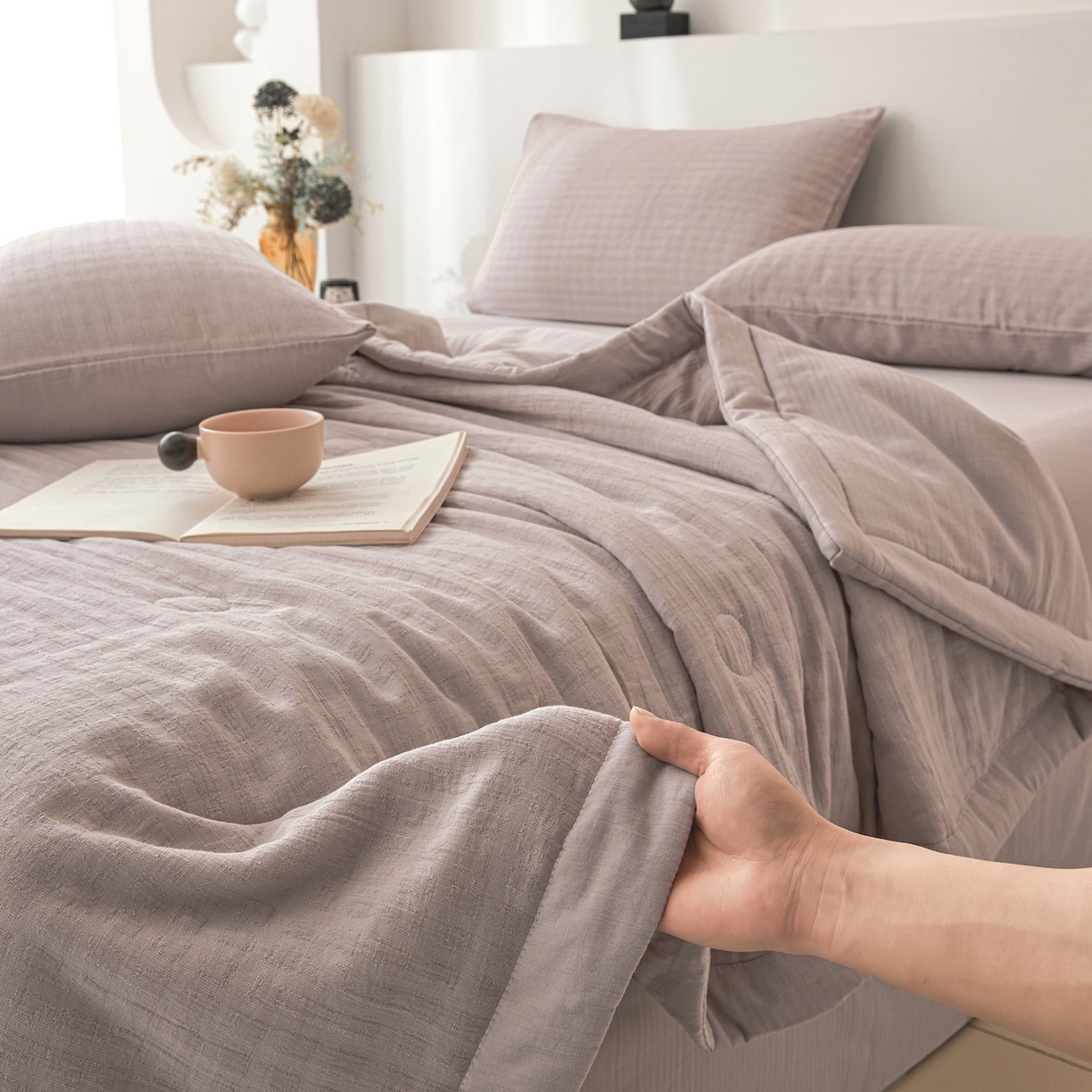 91家纺网 家纺一手货源 找家纺 乐家毛巾被（工厂自产自销） 2026新款A类三层全棉大提花大豆纤维夏被夏凉被空调被 格韵