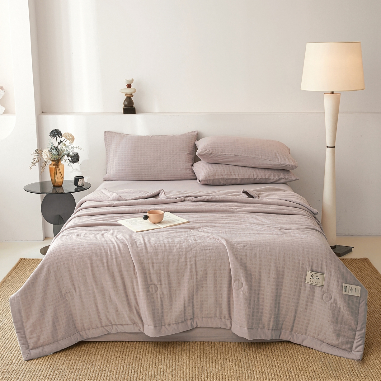 91家纺网 家纺一手货源 找家纺 乐家毛巾被（工厂自产自销） 2026新款A类三层全棉大提花大豆纤维夏被夏凉被空调被 格韵