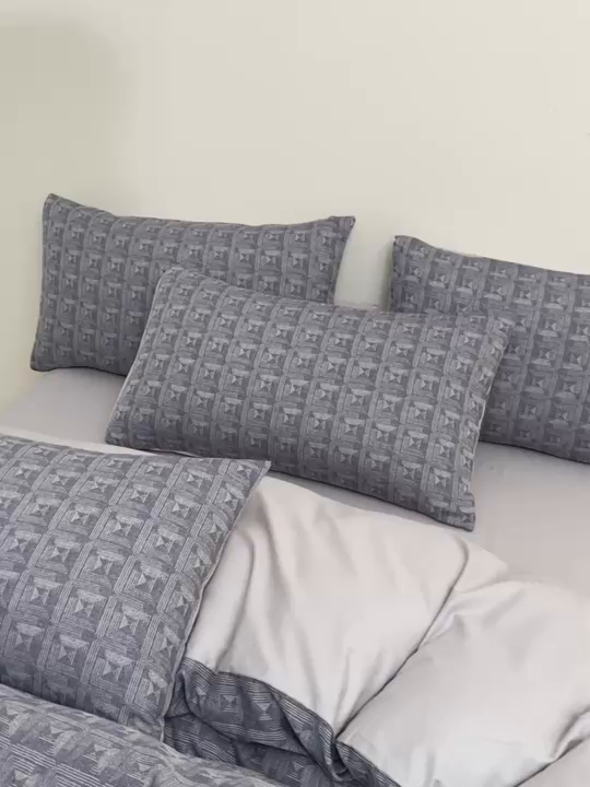 91家纺网 家纺一手货源 找家纺 乐家毛巾被（工厂自产自销） 2026新款40s全棉纯棉色织提花四件套 素年锦时