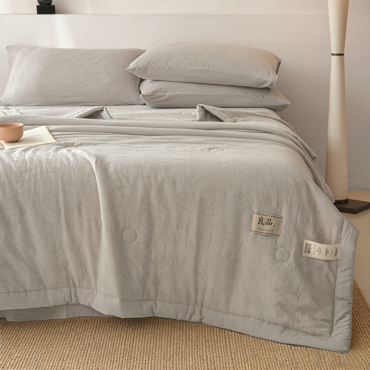 91家纺网 家纺一手货源 找家纺 乐家毛巾被（工厂自产自销） 2026新款A类三层全棉大提花大豆纤维夏被夏凉被空调被 花叶