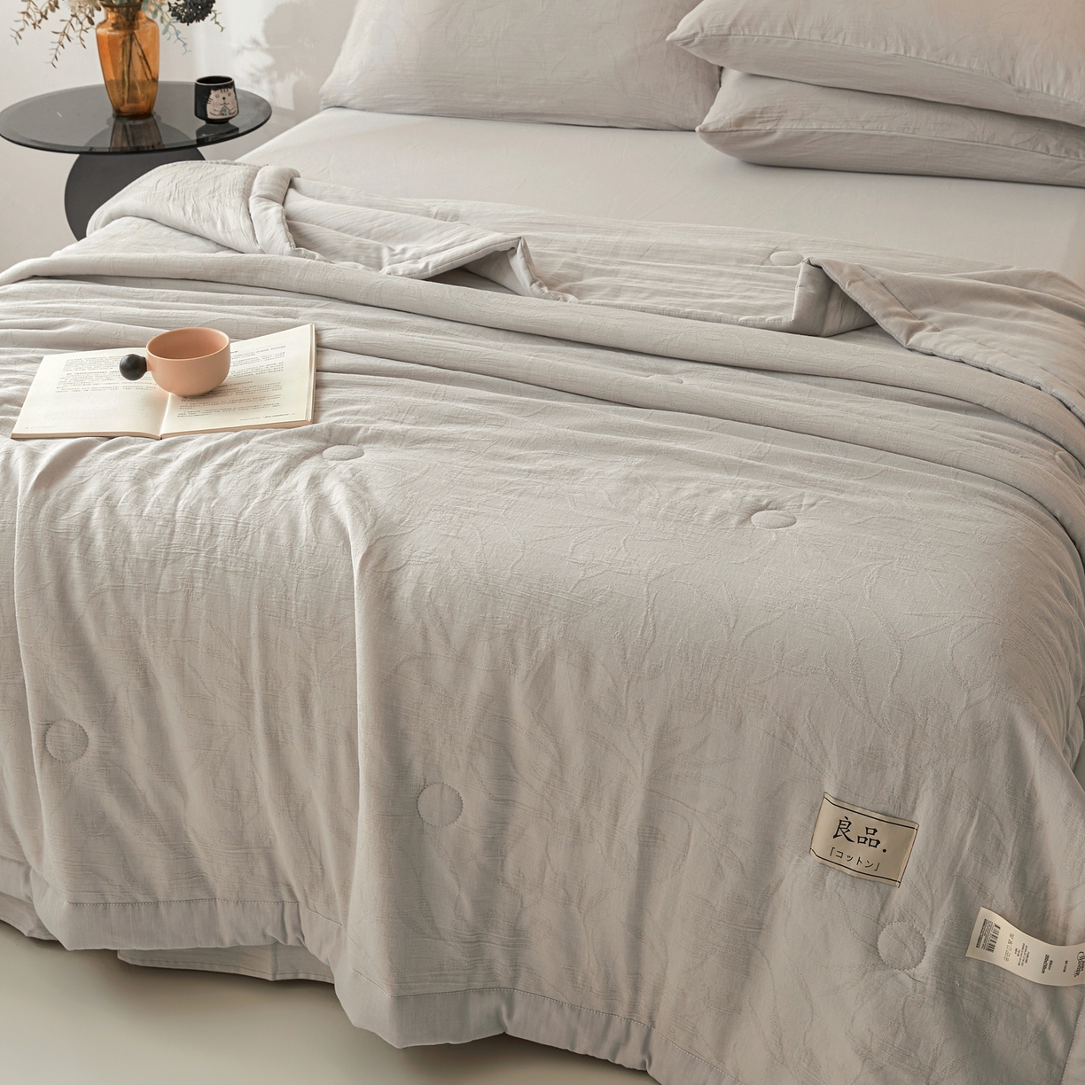 91家纺网 家纺一手货源 找家纺 乐家毛巾被（工厂自产自销） 2026新款A类三层全棉大提花大豆纤维夏被夏凉被空调被 花叶