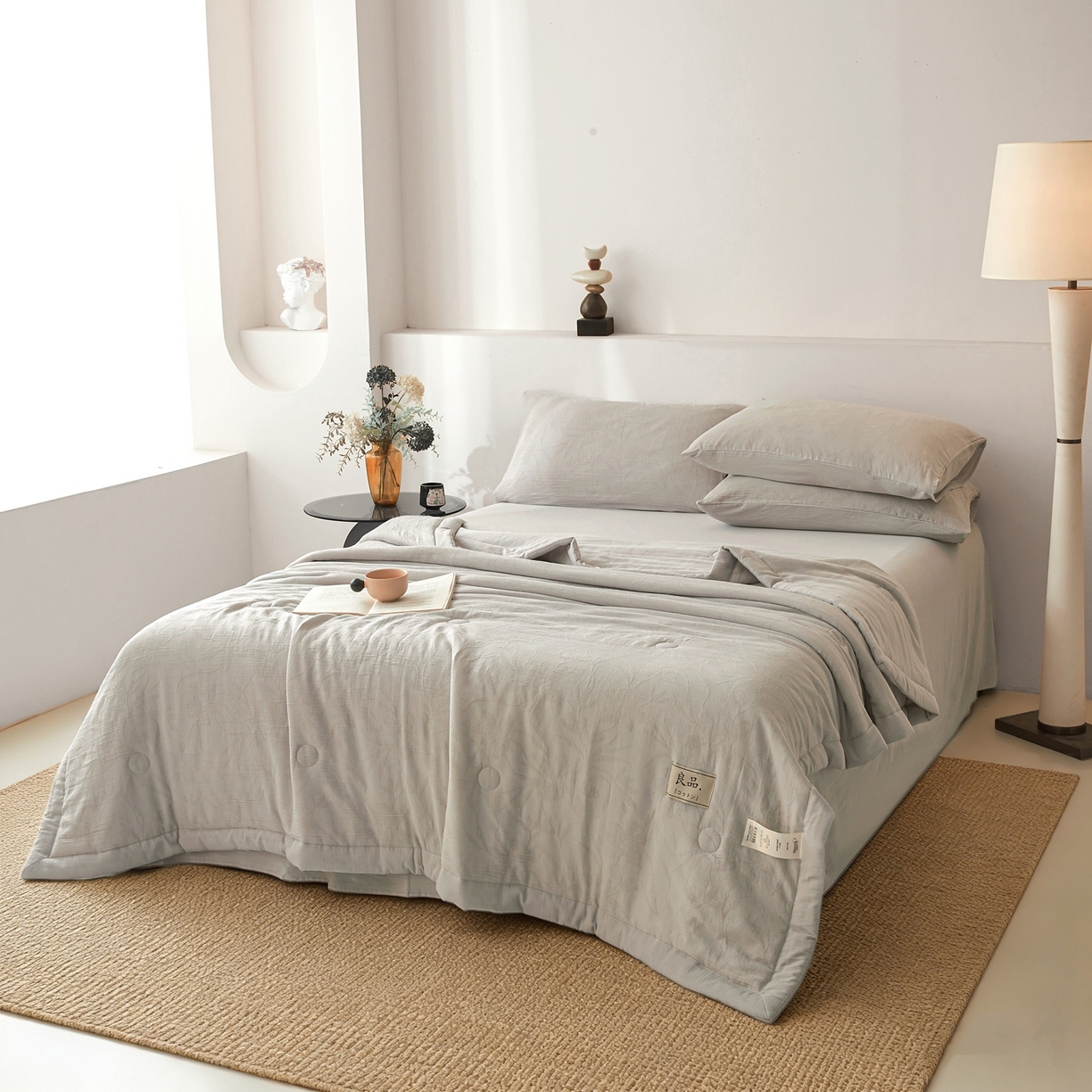 91家纺网 家纺一手货源 找家纺 乐家毛巾被（工厂自产自销） 2026新款A类三层全棉大提花大豆纤维夏被夏凉被空调被 花叶