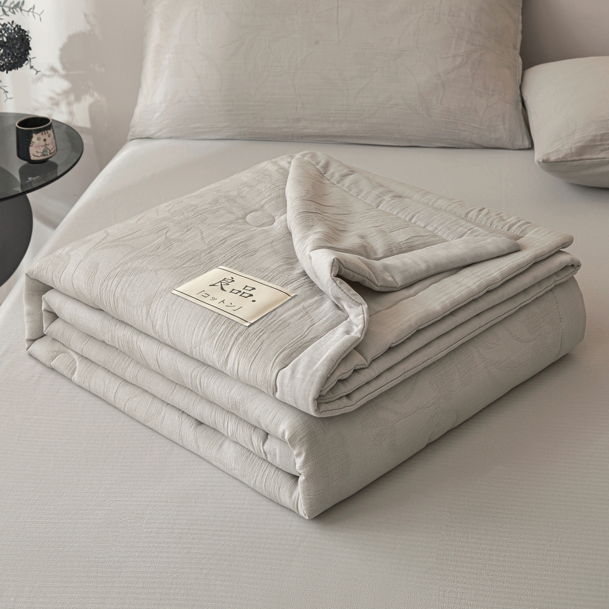 91家纺网 家纺一手货源 找家纺 乐家毛巾被（工厂自产自销） 2026新款A类三层全棉大提花大豆纤维夏被夏凉被空调被 花叶