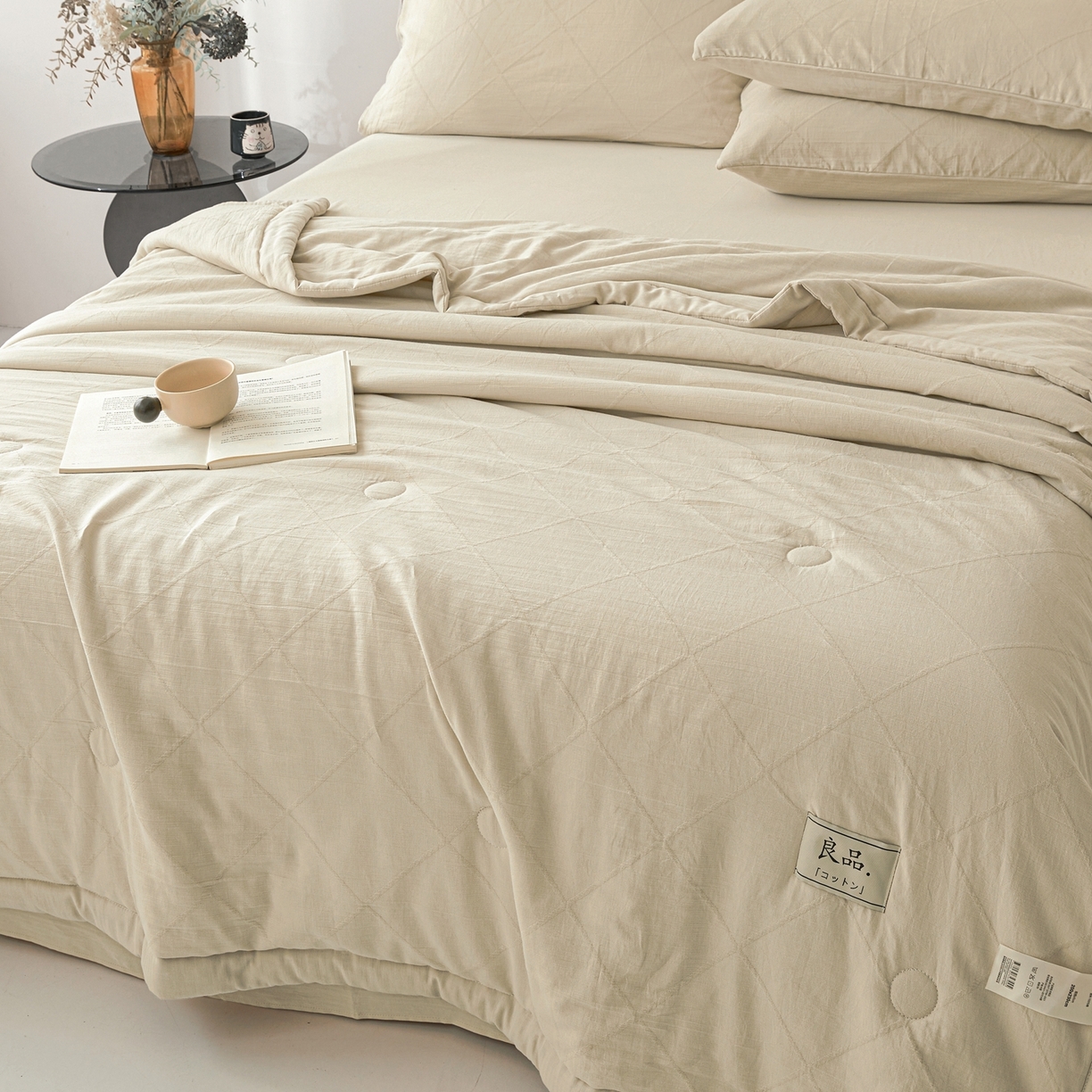 91家纺网 家纺一手货源 找家纺 乐家毛巾被（工厂自产自销） 2026新款A类三层全棉大提花大豆纤维夏被夏凉被空调被 菱格