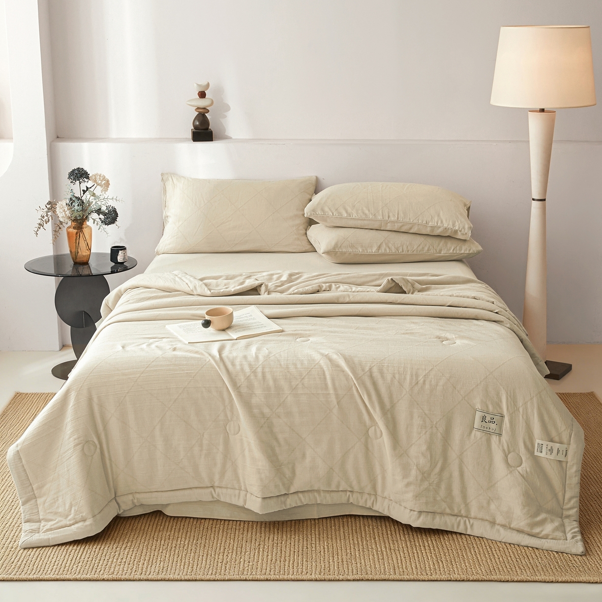 91家纺网 家纺一手货源 找家纺 乐家毛巾被（工厂自产自销） 2026新款A类三层全棉大提花大豆纤维夏被夏凉被空调被 菱格