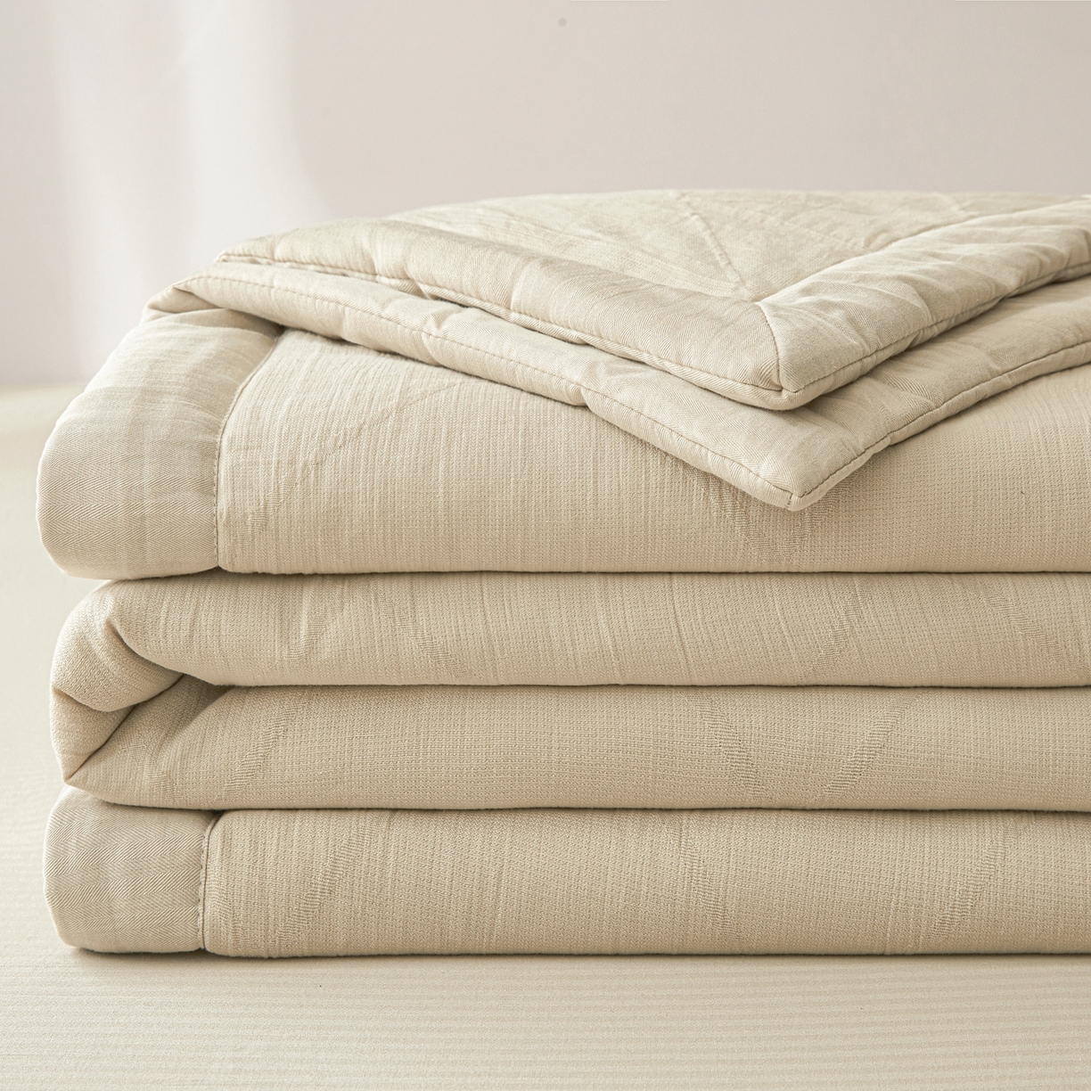 91家纺网 家纺一手货源 找家纺 乐家毛巾被（工厂自产自销） 2026新款A类三层全棉大提花大豆纤维夏被夏凉被空调被 菱格