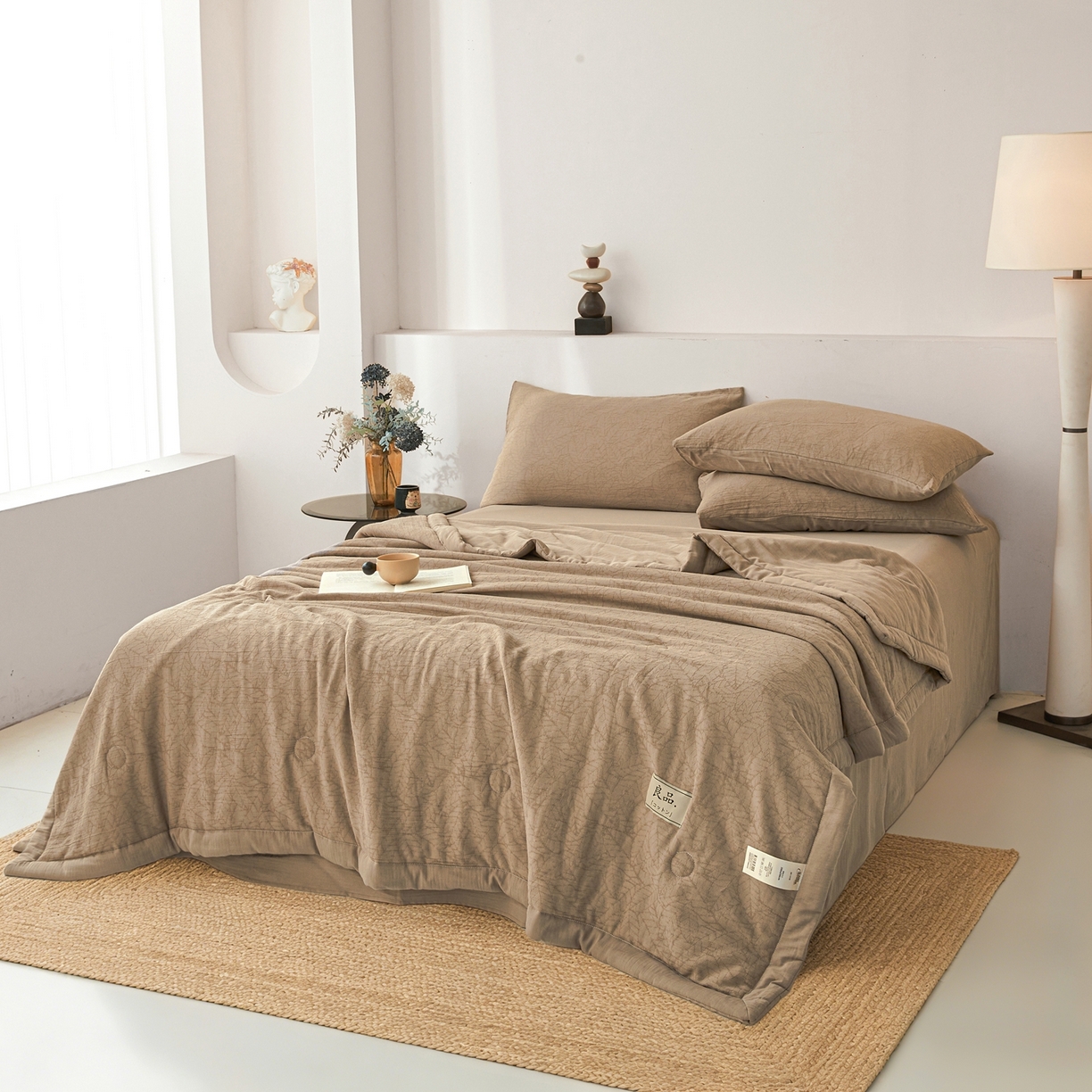 91家纺网 家纺一手货源 找家纺 乐家毛巾被（工厂自产自销） 2026新款A类三层全棉大提花大豆纤维夏被夏凉被空调被 梦境