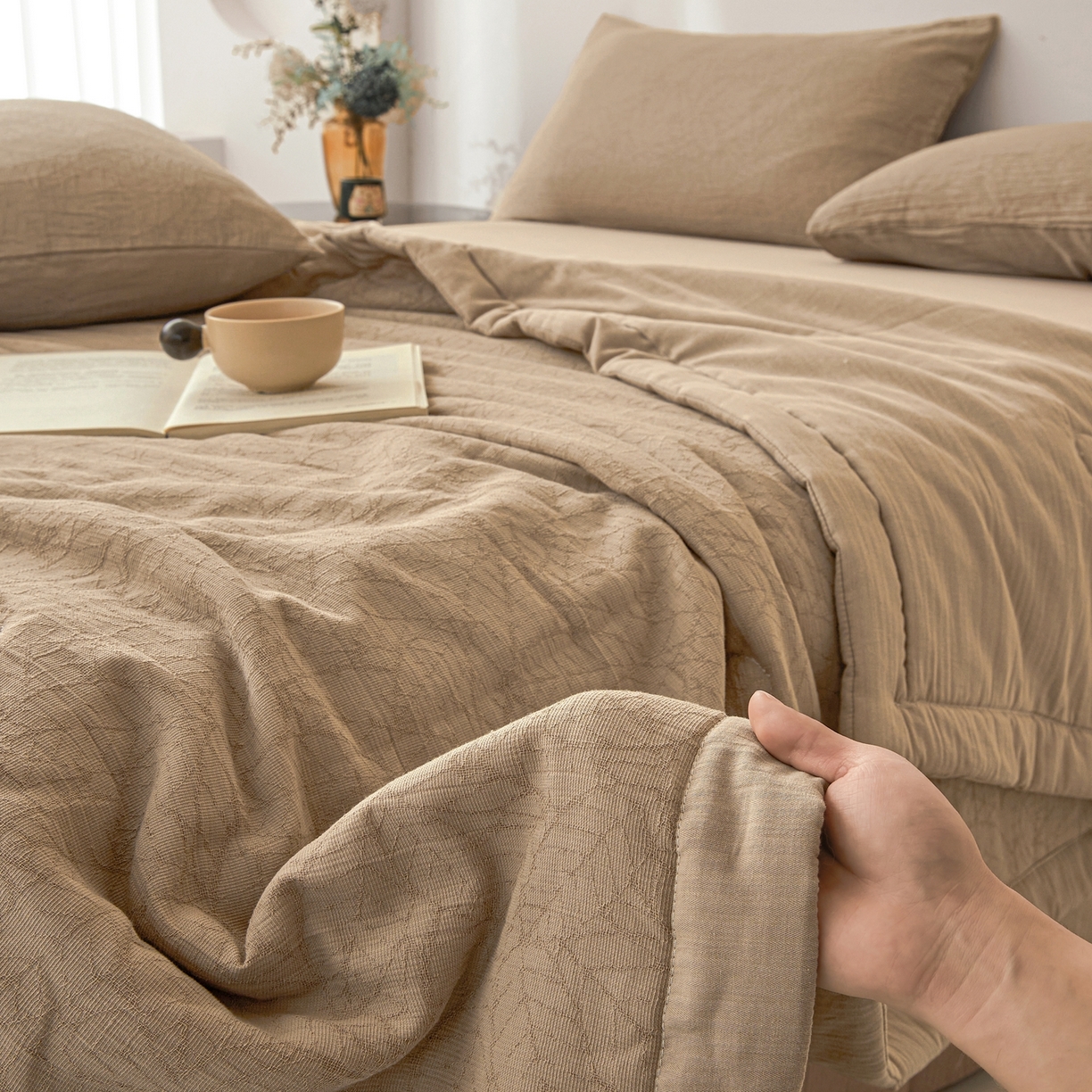 91家纺网 家纺一手货源 找家纺 乐家毛巾被（工厂自产自销） 2026新款A类三层全棉大提花大豆纤维夏被夏凉被空调被 梦境