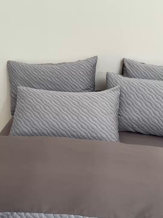 91家纺网 家纺一手货源 找家纺 乐家毛巾被（工厂自产自销） 2026新款40s全棉纯棉色织提花四件套 蓝屿风眠