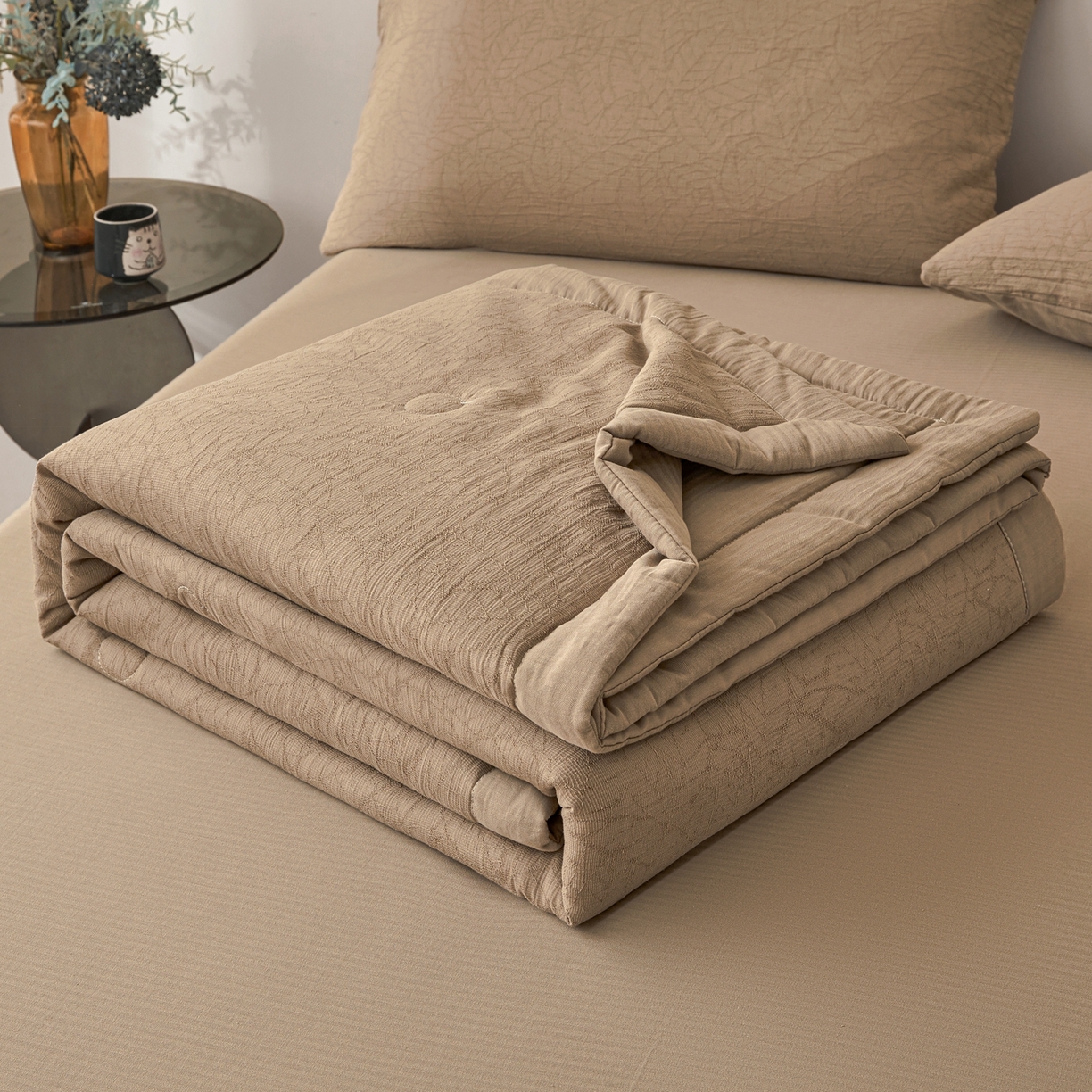 91家纺网 家纺一手货源 找家纺 乐家毛巾被（工厂自产自销） 2026新款A类三层全棉大提花大豆纤维夏被夏凉被空调被 梦境