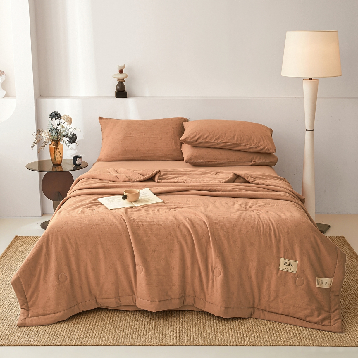 91家纺网 家纺一手货源 找家纺 乐家毛巾被（工厂自产自销） 2026新款A类三层全棉大提花大豆纤维夏被夏凉被空调被 素锦