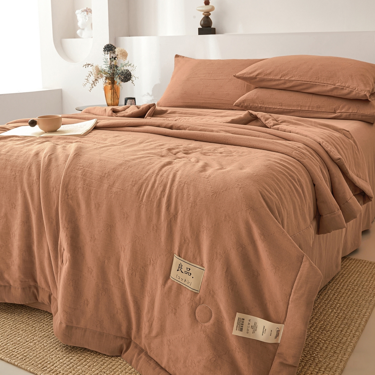 91家纺网 家纺一手货源 找家纺 乐家毛巾被（工厂自产自销） 2026新款A类三层全棉大提花大豆纤维夏被夏凉被空调被 素锦