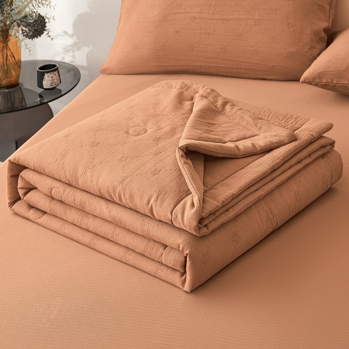 91家纺网 家纺一手货源 找家纺 乐家毛巾被（工厂自产自销） 2026新款A类三层全棉大提花大豆纤维夏被夏凉被空调被 素锦