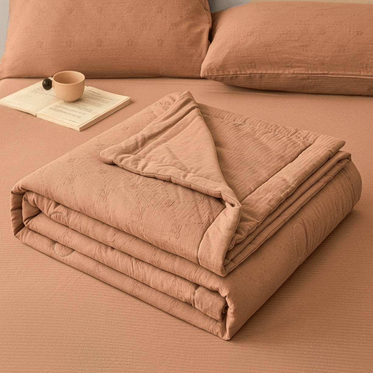 91家纺网 家纺一手货源 找家纺 乐家毛巾被（工厂自产自销） 2026新款A类三层全棉大提花大豆纤维夏被夏凉被空调被 素锦