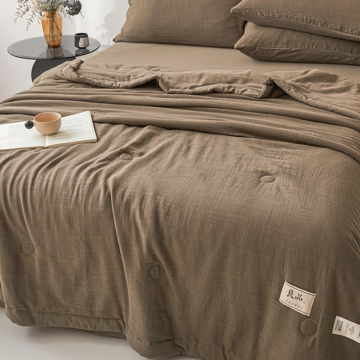 91家纺网 家纺一手货源 找家纺 乐家毛巾被（工厂自产自销） 2026新款A类三层全棉大提花大豆纤维夏被夏凉被空调被 素纹