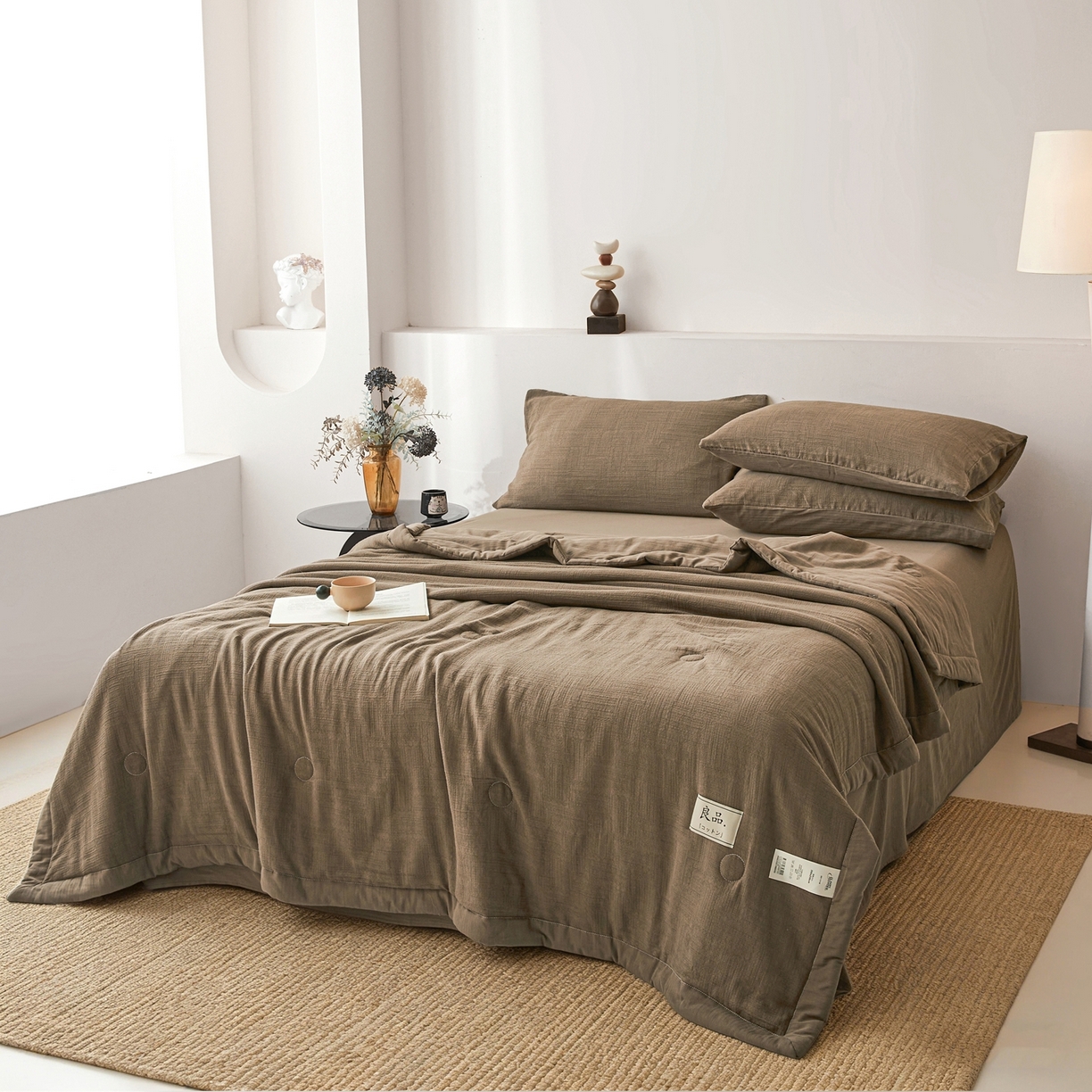 91家纺网 家纺一手货源 找家纺 乐家毛巾被（工厂自产自销） 2026新款A类三层全棉大提花大豆纤维夏被夏凉被空调被 素纹