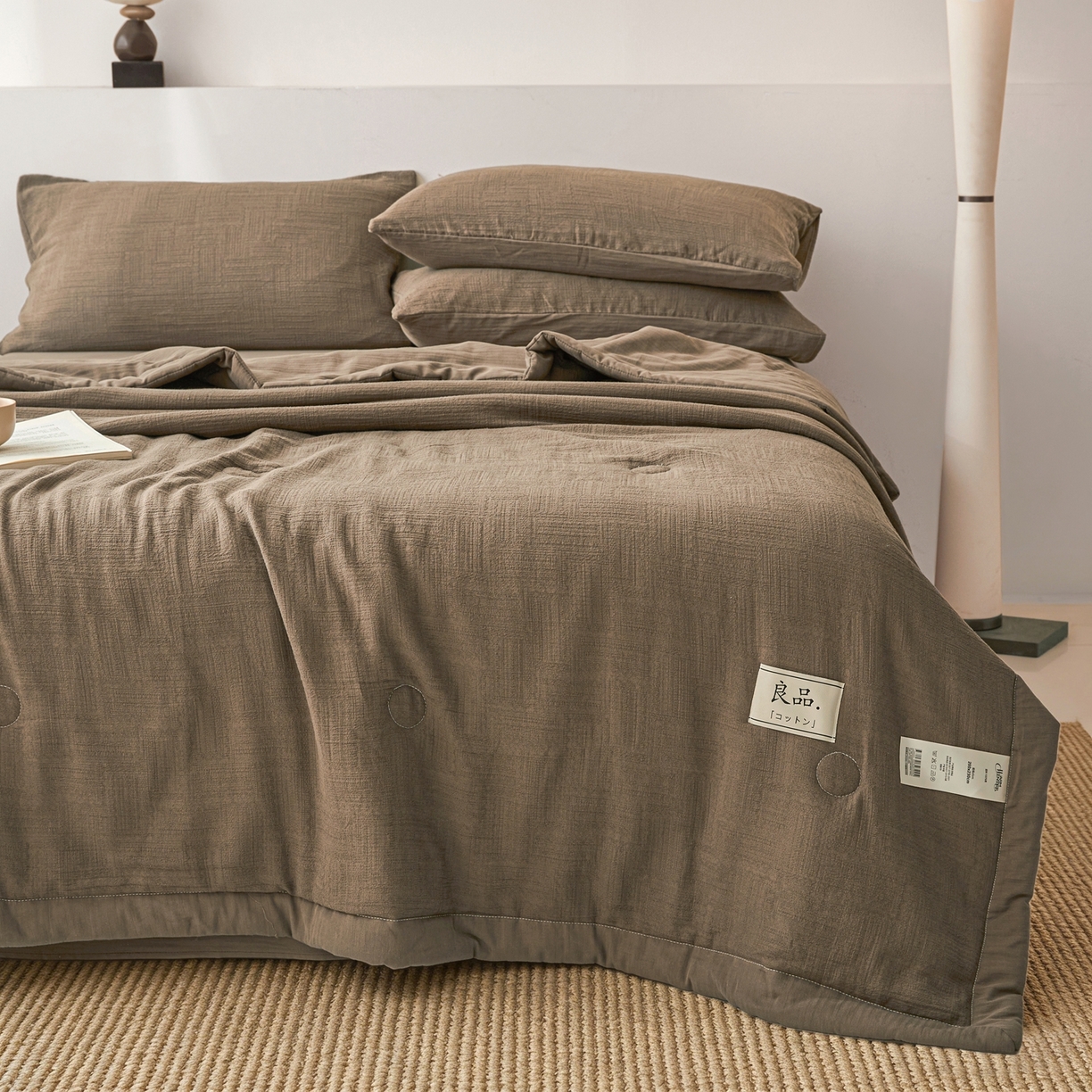 91家纺网 家纺一手货源 找家纺 乐家毛巾被（工厂自产自销） 2026新款A类三层全棉大提花大豆纤维夏被夏凉被空调被 素纹