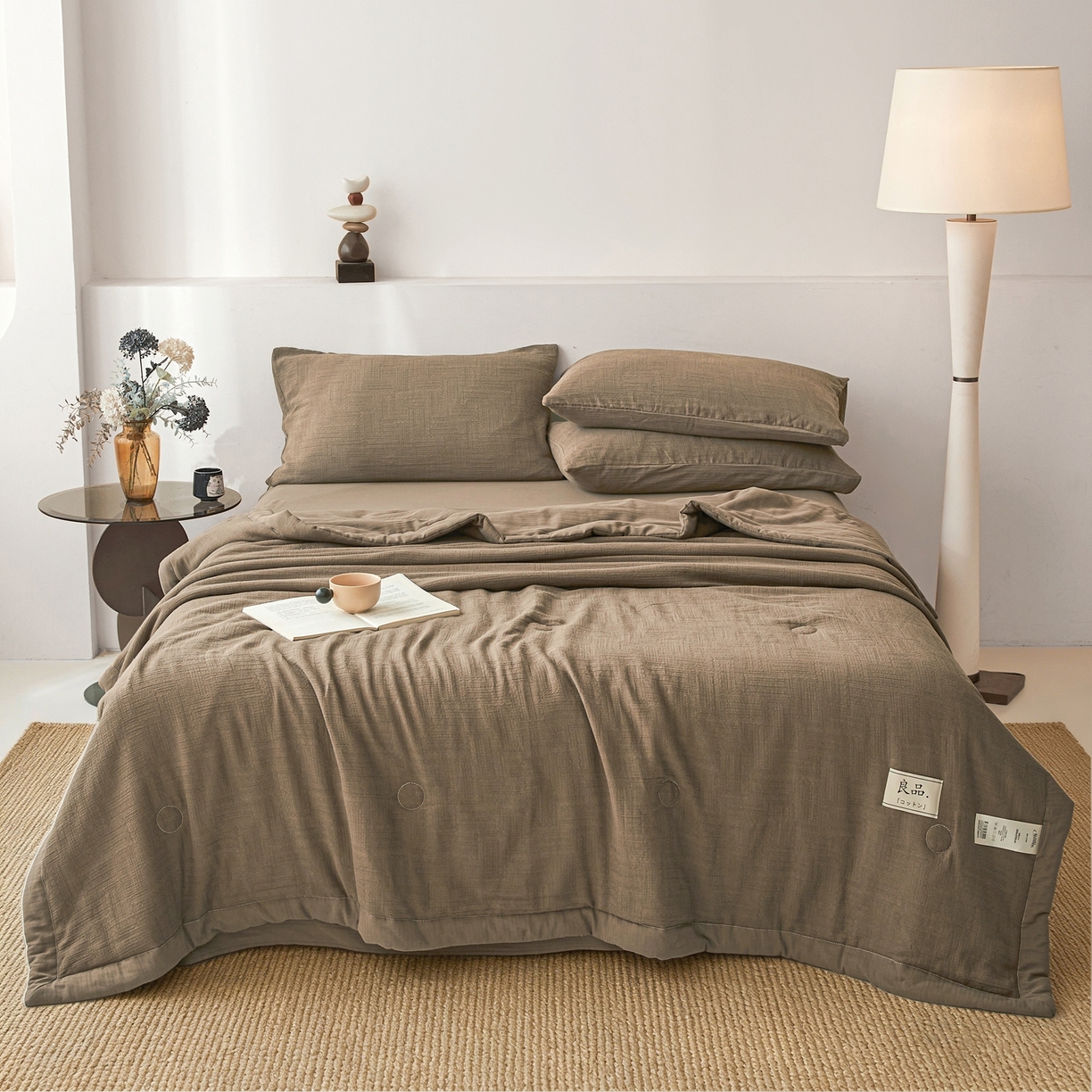 91家纺网 家纺一手货源 找家纺 乐家毛巾被（工厂自产自销） 2026新款A类三层全棉大提花大豆纤维夏被夏凉被空调被 素纹