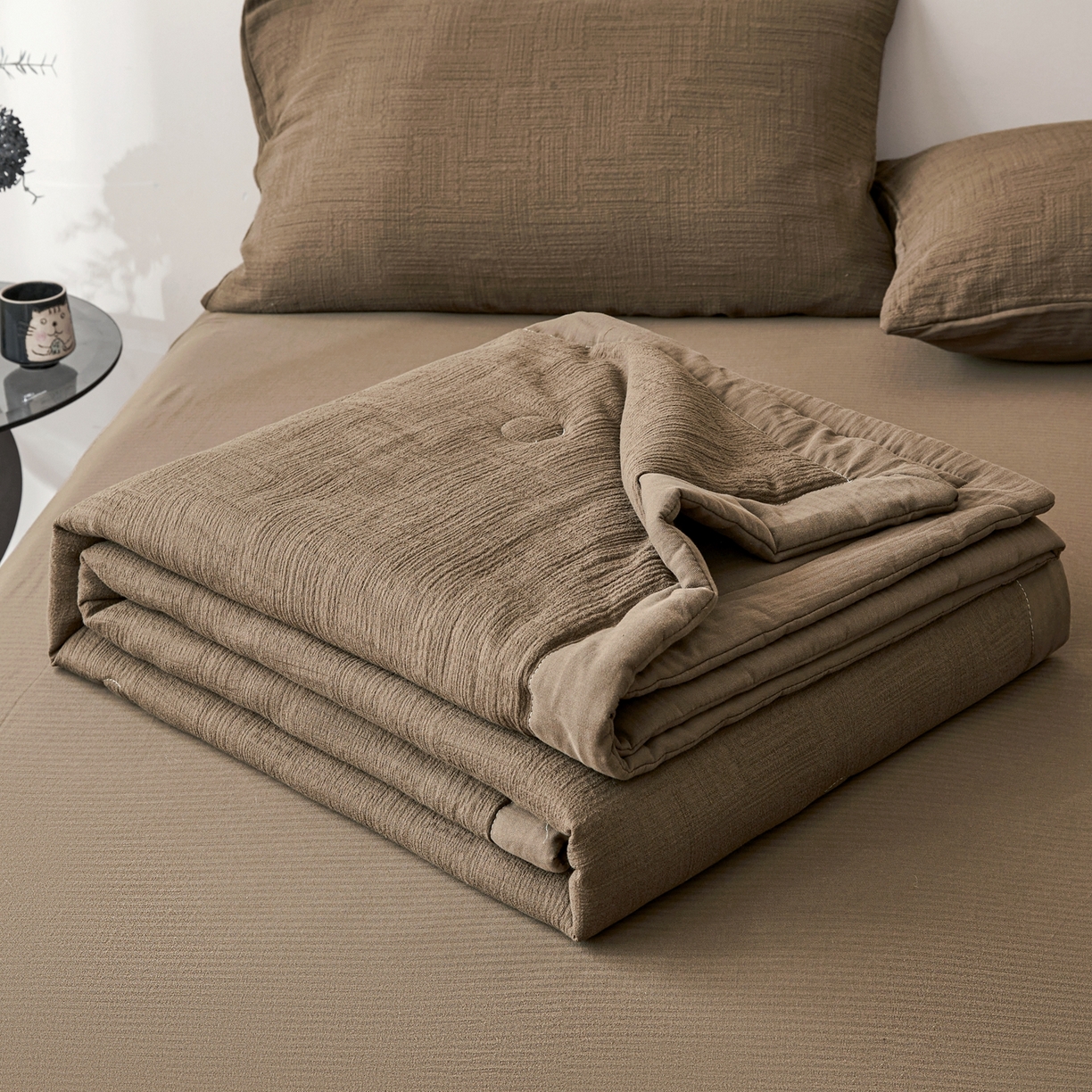 91家纺网 家纺一手货源 找家纺 乐家毛巾被（工厂自产自销） 2026新款A类三层全棉大提花大豆纤维夏被夏凉被空调被 素纹