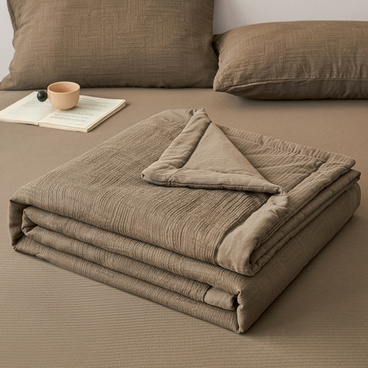 91家纺网 家纺一手货源 找家纺 乐家毛巾被（工厂自产自销） 2026新款A类三层全棉大提花大豆纤维夏被夏凉被空调被 素纹