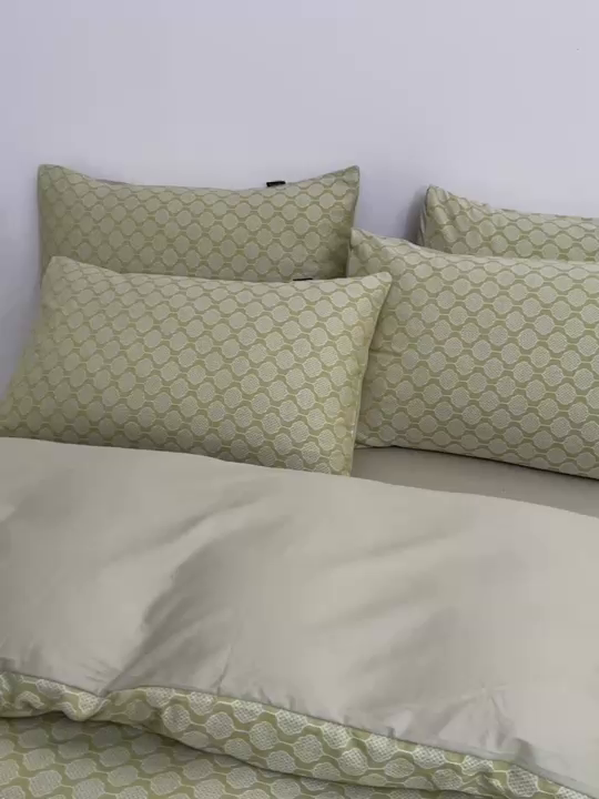 91家纺网 家纺一手货源 找家纺 乐家毛巾被（工厂自产自销） 2026新款40s全棉纯棉色织提花四件套 花间格律