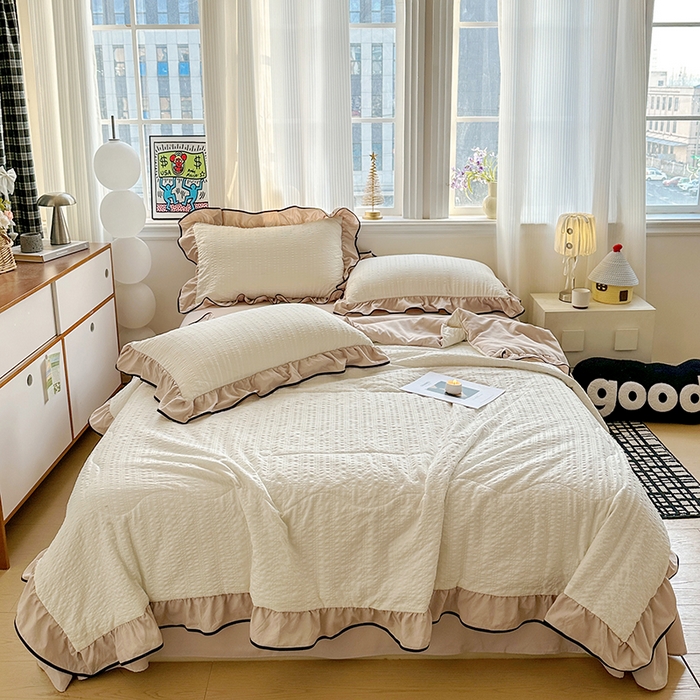 梦莱斯 2026新款夏被四件套 白咖
