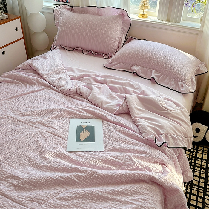 91家纺网 家纺一手货源 找家纺 梦莱斯 2026新款夏被四件套 淡紫