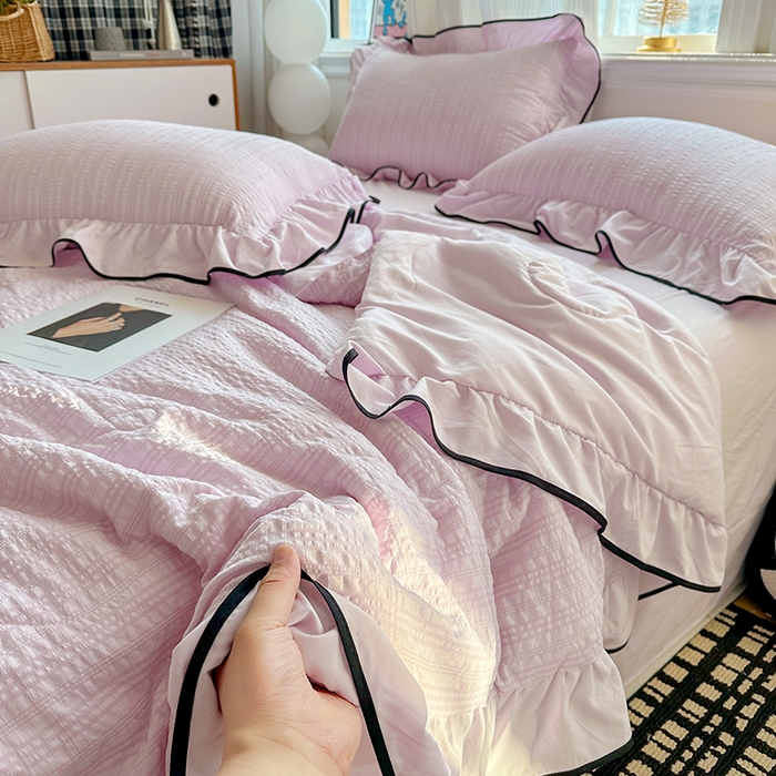 91家纺网 家纺一手货源 找家纺 梦莱斯 2026新款夏被四件套 淡紫