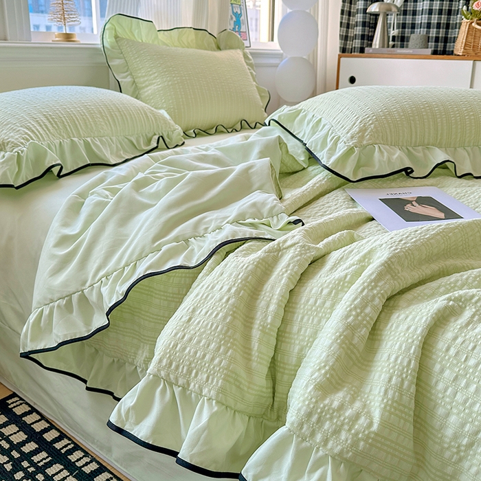 91家纺网 家纺一手货源 找家纺 梦莱斯 2026新款夏被四件套 青色