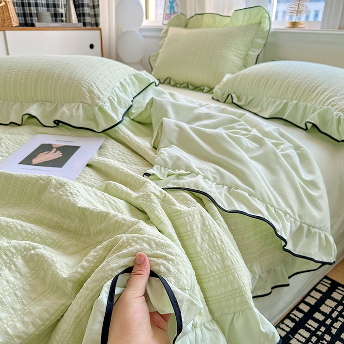 91家纺网 家纺一手货源 找家纺 梦莱斯 2026新款夏被四件套 青色