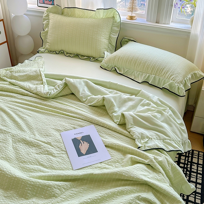 91家纺网 家纺一手货源 找家纺 梦莱斯 2026新款夏被四件套 青色