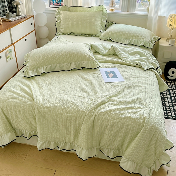 91家纺网 家纺一手货源 找家纺 梦莱斯 2026新款夏被四件套 青色