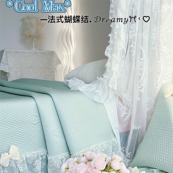 91家纺网 家纺一手货源 找家纺 （总）恋尚羽家纺 2026新款高分子PE凉泡泡大床裙凉感席波浪冰豆豆凉席席子三件套-蝴蝶结系列