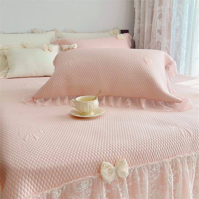 91家纺网 家纺一手货源 找家纺 （总）恋尚羽家纺 2026新款高分子PE凉泡泡大床裙凉感席波浪冰豆豆凉席席子三件套-蝴蝶结系列