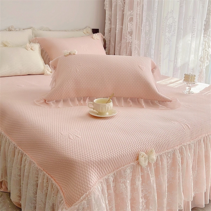 91家纺网 家纺一手货源 找家纺 （总）恋尚羽家纺 2026新款高分子PE凉泡泡大床裙凉感席波浪冰豆豆凉席席子三件套-蝴蝶结系列