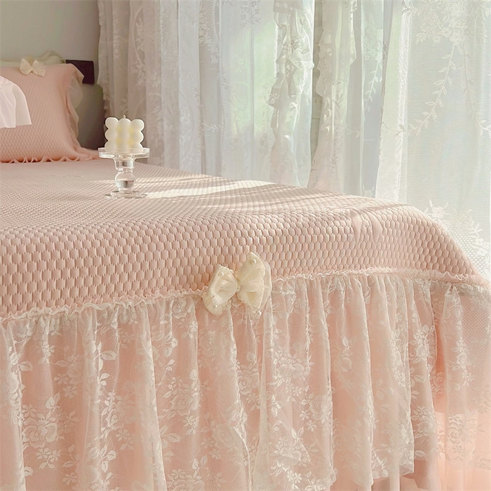 91家纺网 家纺一手货源 找家纺 （总）恋尚羽家纺 2026新款高分子PE凉泡泡大床裙凉感席波浪冰豆豆凉席席子三件套-蝴蝶结系列