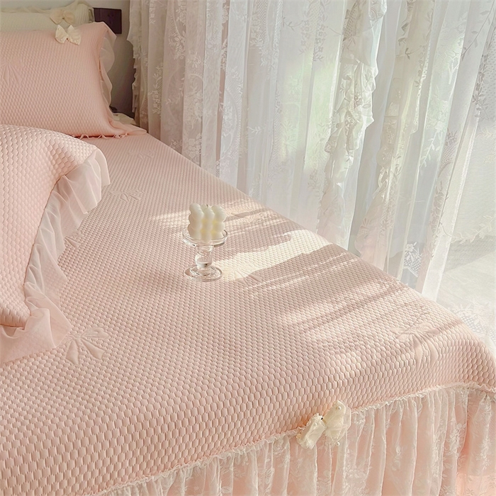 91家纺网 家纺一手货源 找家纺 （总）恋尚羽家纺 2026新款高分子PE凉泡泡大床裙凉感席波浪冰豆豆凉席席子三件套-蝴蝶结系列