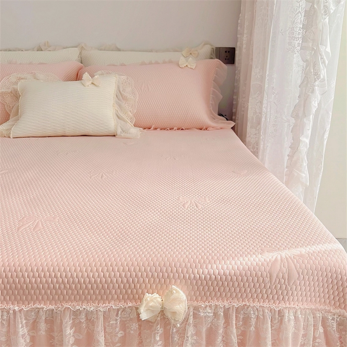 91家纺网 家纺一手货源 找家纺 （总）恋尚羽家纺 2026新款高分子PE凉泡泡大床裙凉感席波浪冰豆豆凉席席子三件套-蝴蝶结系列