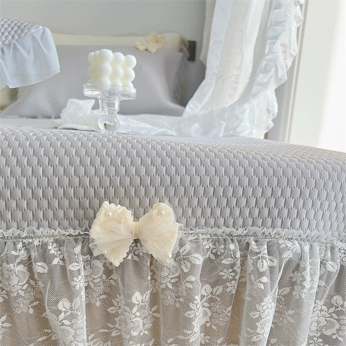 91家纺网 家纺一手货源 找家纺 恋尚羽家纺 2026新款高分子PE凉泡泡大床裙凉感席波浪冰豆豆凉席席子三件套-蝴蝶结系列 蝴蝶结-灰色